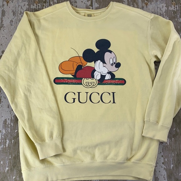 Vintage style yellow Mickey parody Gucci Crewneck sweatshirt - Picture 1 of 8